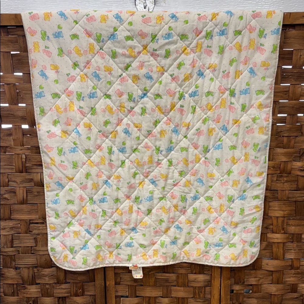 Vintage Bear Pastel Patterned Baby Quilt